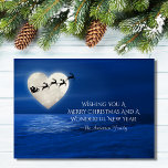 Santa and Heart Full Moon Beach Christmas Holiday Card<br><div class="desc">This Christmas holiday flat greeting card features a heart shaped full moon with Santa and his sleigh above a moon lit body of water. The greeting on the front reads ~ "Wishing You a Merry Christmas and a Wonderful New Year". The greeting can be personalised to read as you wish...</div>