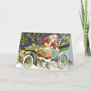 Santa and his Car Christmas Card