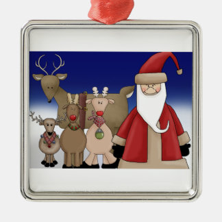 Santa and his deer metal tree decoration
