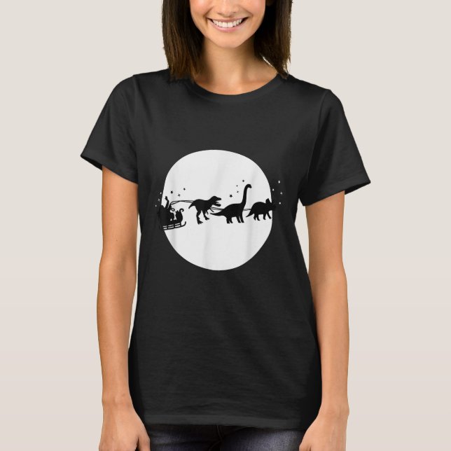 Santa And His Dinosaur Sleigh Ride, T-rexmas, Boys T-Shirt (Front)