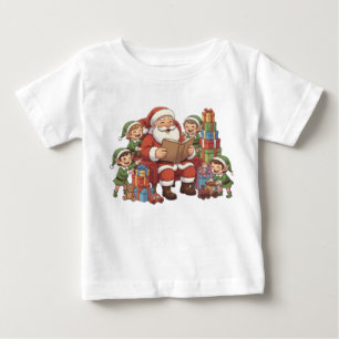 Santa and His Elves – Cute Christmas Illustration Baby T-Shirt