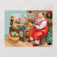 Santa and his Elves in the Workshop