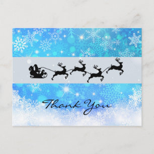 Santa and his Flying Reindeer Christmas Thanks Postcard