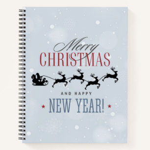 Santa and his Flying Reindeer Silhouette Christmas Notebook
