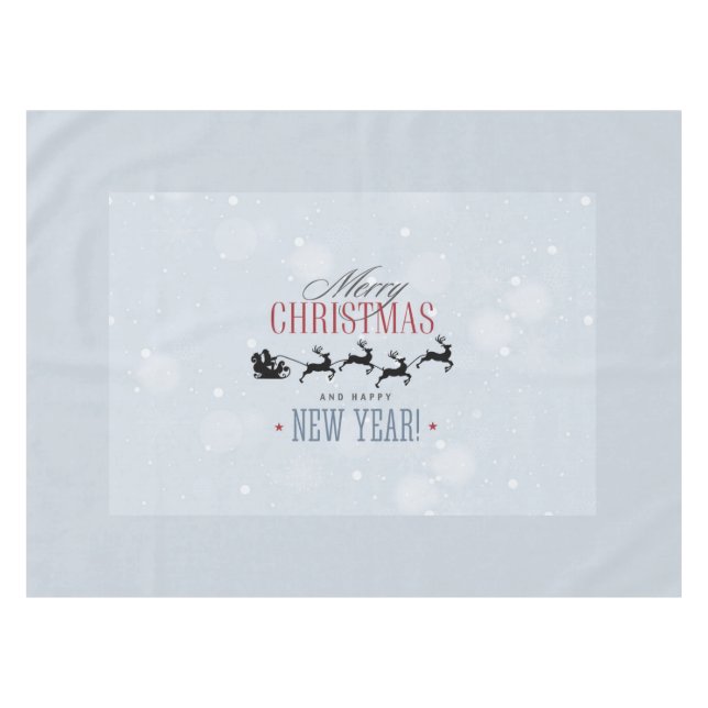 Santa and his Flying Reindeer Silhouette Christmas Tablecloth (Front (Horizontal))