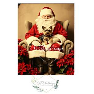Santa and his friend the Yorkshire- Découpage pape Tissue Paper