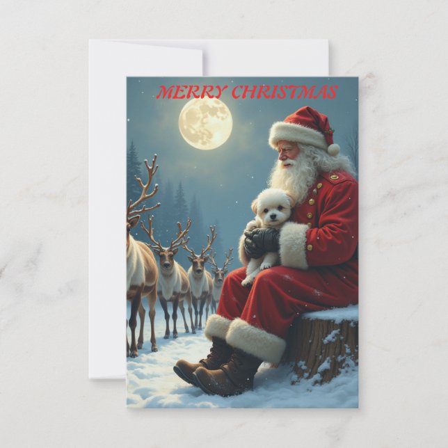 santa and his puppy thank you card (Front)