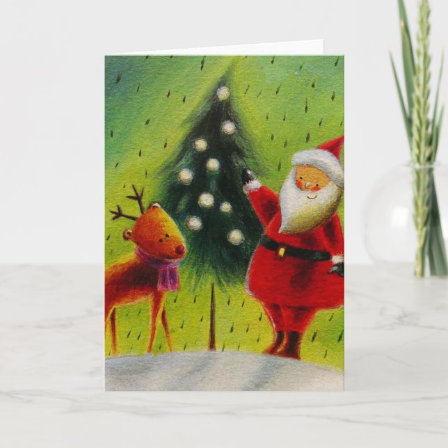 Santa and his Reindeer Holiday Card (Front)