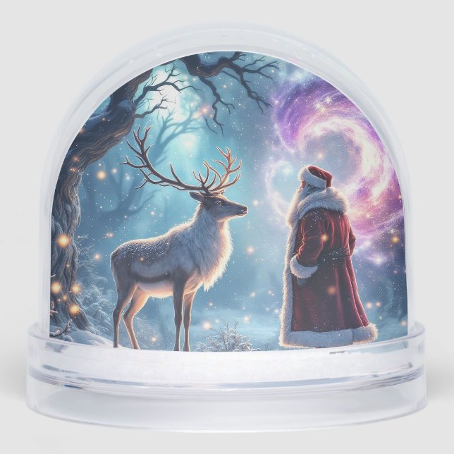 Santa and his Reindeer on Christmas Eve magic Snowglobe (Front)