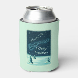 Santa and his Reindeers Christmas Night Sky Can Cooler