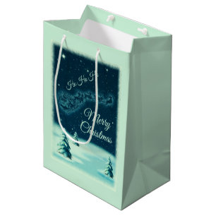 Santa and his Reindeers Christmas Night Sky Medium Gift Bag