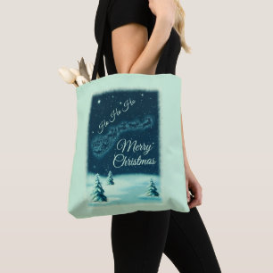 Santa and his Reindeers Christmas Night Sky Tote Bag