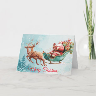 Santa and his Sleigh Holiday Card