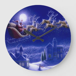 Santa and His Sleigh Wall Clock