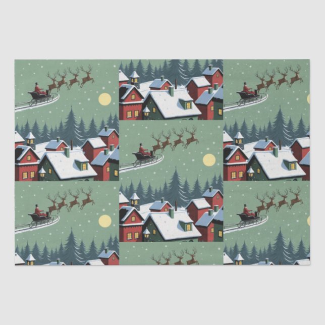 Santa and His Sleigh Wrapping Paper (Front)