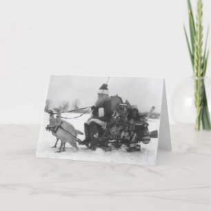 Santa and His Turkey Reindeer Holiday Card