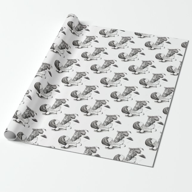 Santa-and-Horse- Wrapping Paper (Unrolled)