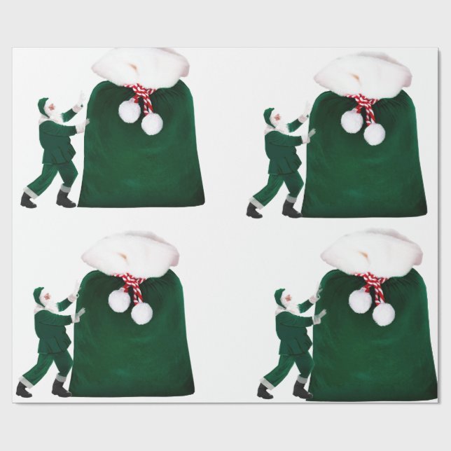 Santa and Huge Gift Sack Wrapping Paper (Flat)