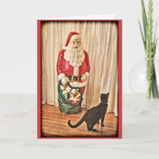Santa and kitty holiday card