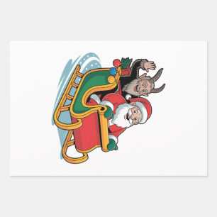 Santa and Krampus Evil Dark Christmas Horror Xmas Wrapping Paper Sheet