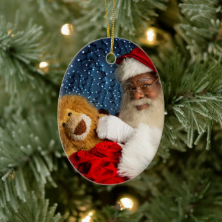 Santa and Leo the Lion Ceramic Tree Decoration