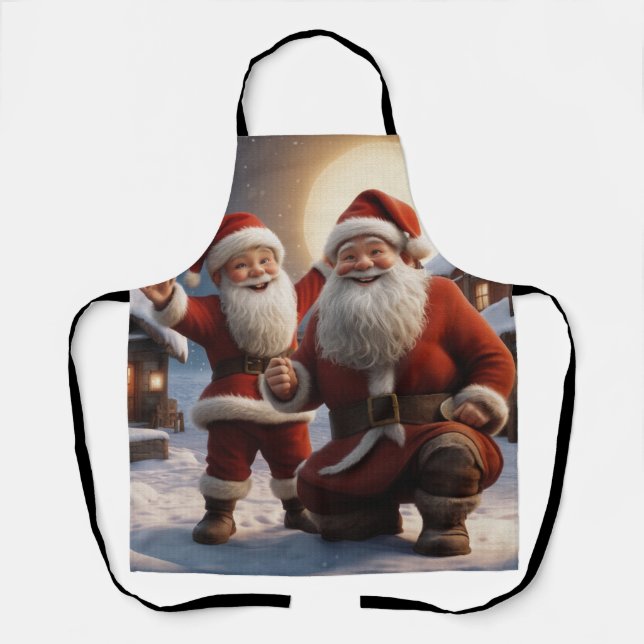 Santa and Little Helper Christmas Design Apron (Front)