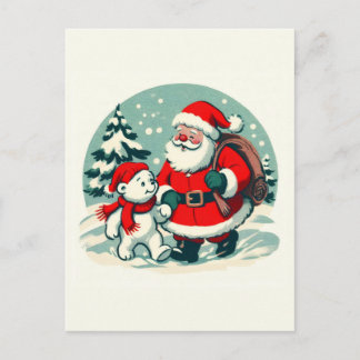 Santa and little polar bear postcard
