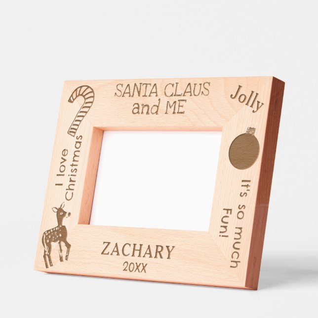 Santa and Me Name Reindeer 6 x 4, 7 x 5 Photo Etched Frames (Left)