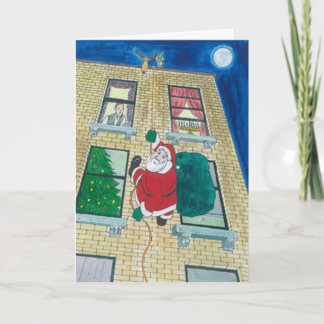 Santa and menorah holiday card (Front)
