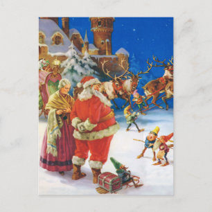Santa and Mrs. Claus at the North Pole Holiday Postcard
