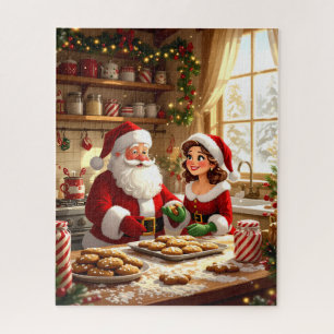 Santa and Mrs. Claus Baking Cookies Jigsaw Puzzle