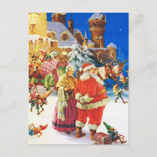Santa and Mrs Claus, Christmas Eve,The North Pole Holiday Postcard (Front)