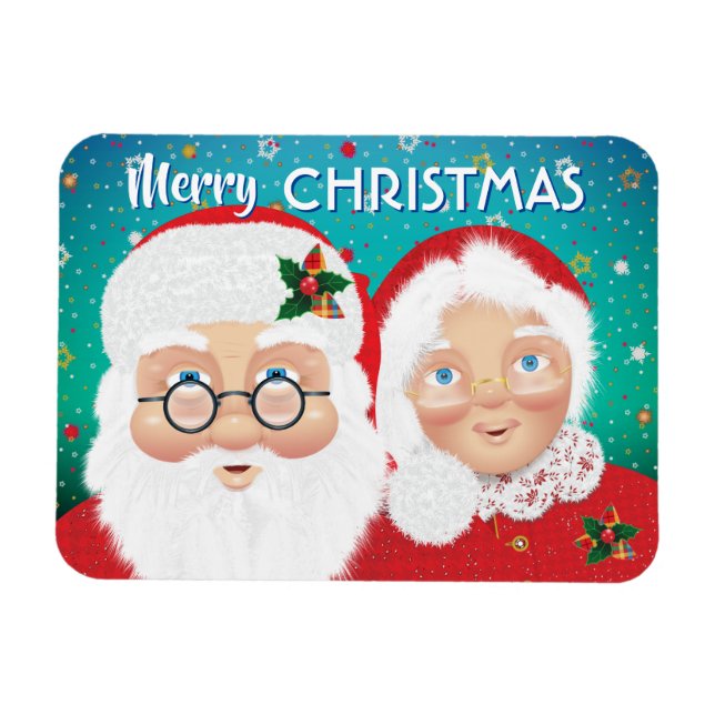 Santa and Mrs Claus Christmas Holiday Magnet (Horizontal)