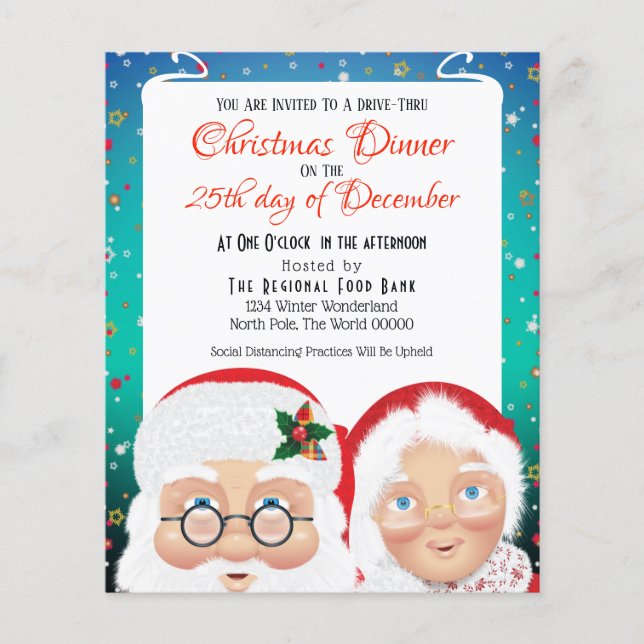 Santa and Mrs Claus Drive Thru Christmas Holiday Flyer (Front)