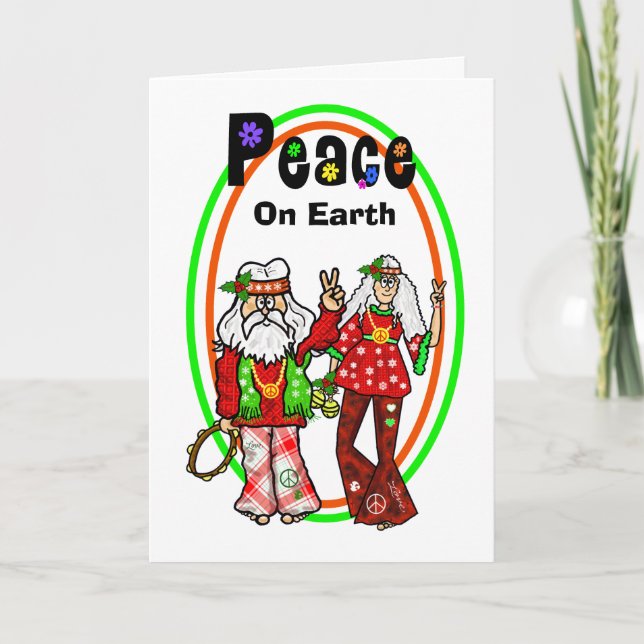 Santa and Mrs. Claus Hippie Christmas Card         (Front)