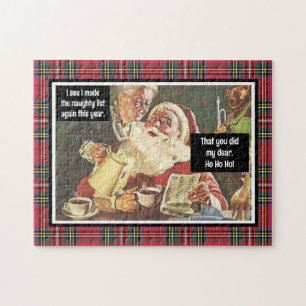 Santa and Mrs. Claus Naughty & Nice Vintage Funny Jigsaw Puzzle