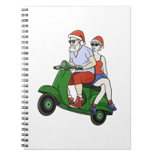 Santa and Mrs. Claus riding a scooter Notebook
