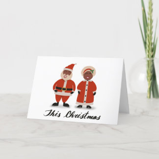 Santa and Ms.Claus Christmas Card Black Santa