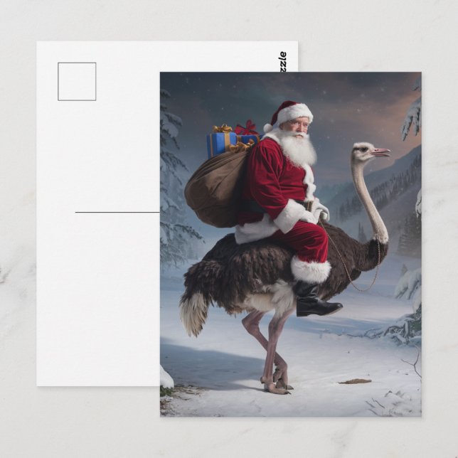 Santa and Ostrich Postcard (Front/Back)