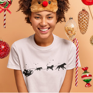 Santa And Pitbull Shadow Christmas T-Shirt