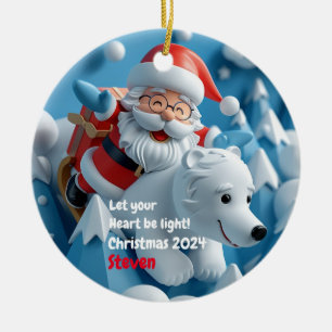 Santa and Polar Bear Personalized Ornament
