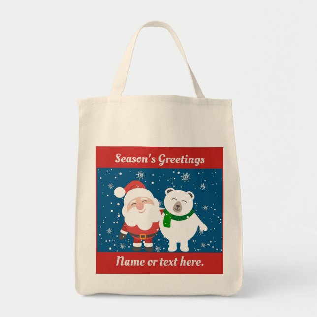Santa And Polar Bear Tote Bag (Front)