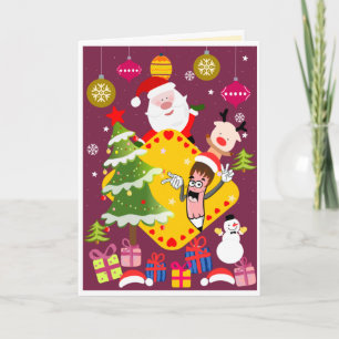 Santa and Presents   Holiday Card