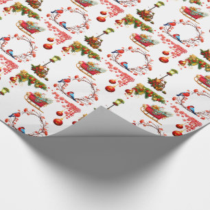 Santa and Red Sleigh Glossy  Wrapping Paper