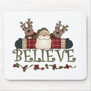 Santa and Reindeer Believe Mouse Mat