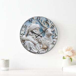 Santa and Reindeer Charm Large Clock