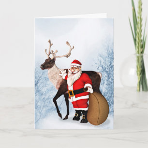 Santa and reindeer Christmas card