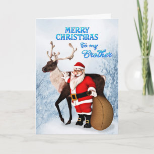 Santa and reindeer Christmas card for brother