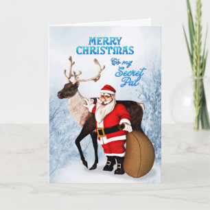 Santa and reindeer Christmas card for secret pal