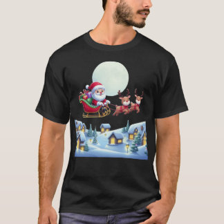 Santa and Reindeer Christmas Magic Night Tee